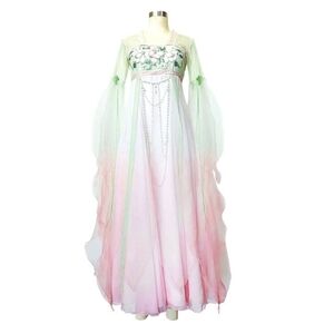 Pink green Ombre Tang Dynasty style Hanfu Dress Folk Chinise Costume Fairy SM